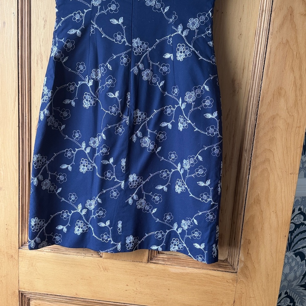 Vintage Tocca Navy Floral Scoop-Neck Mini Dress and matching purse - Picture 6 of 7